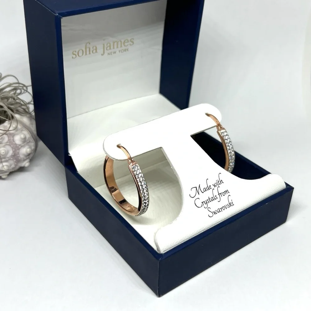 Rose Gold Swravoski Crystal Hoop Earrings! - Picture 2 of 5